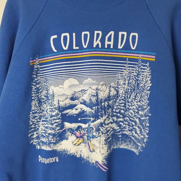 Fruit Of The Loom Blue Colorado Purgatory Double Sided Graphic Sweatshirt XL VTG - Picture 4 of 10